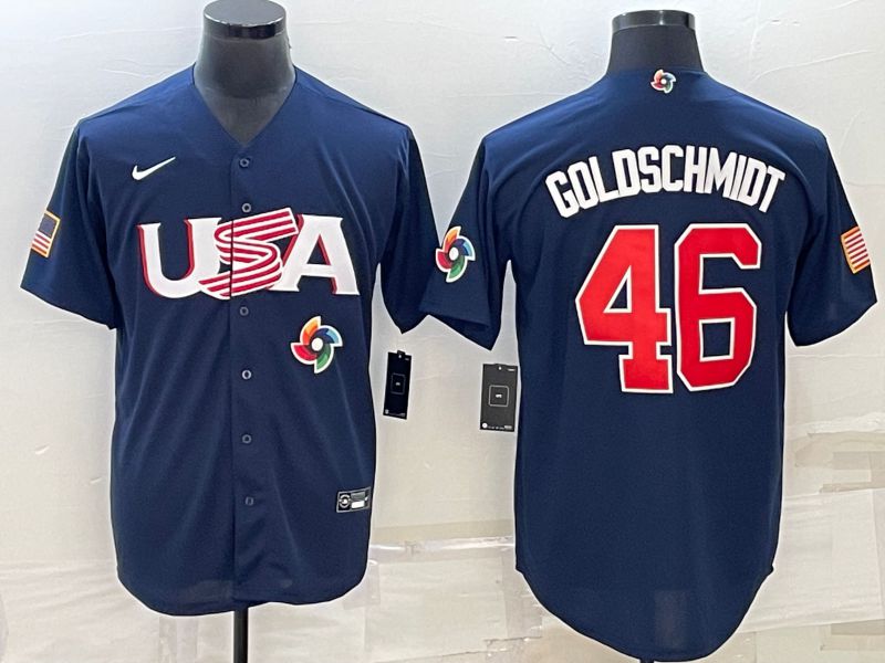 Men 2023 World Cub USA #46 Goldschmidt Blue Nike MLB Jersey9